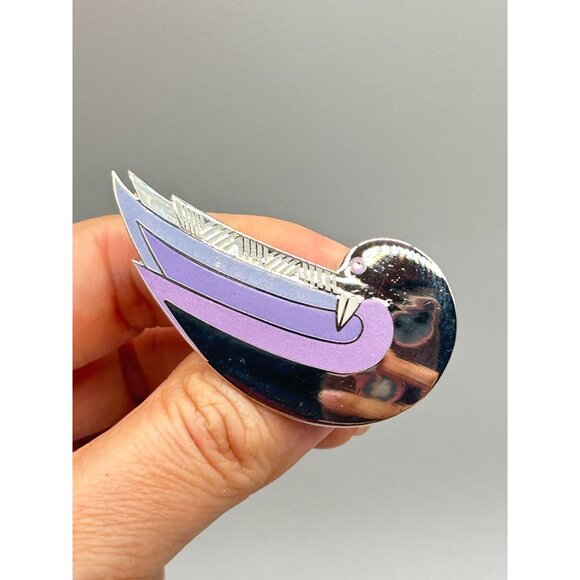 Laurel Burch Pin Brooch Celestial Dove Silver Tone Purple Enameled Bird - Picture 2 of 7